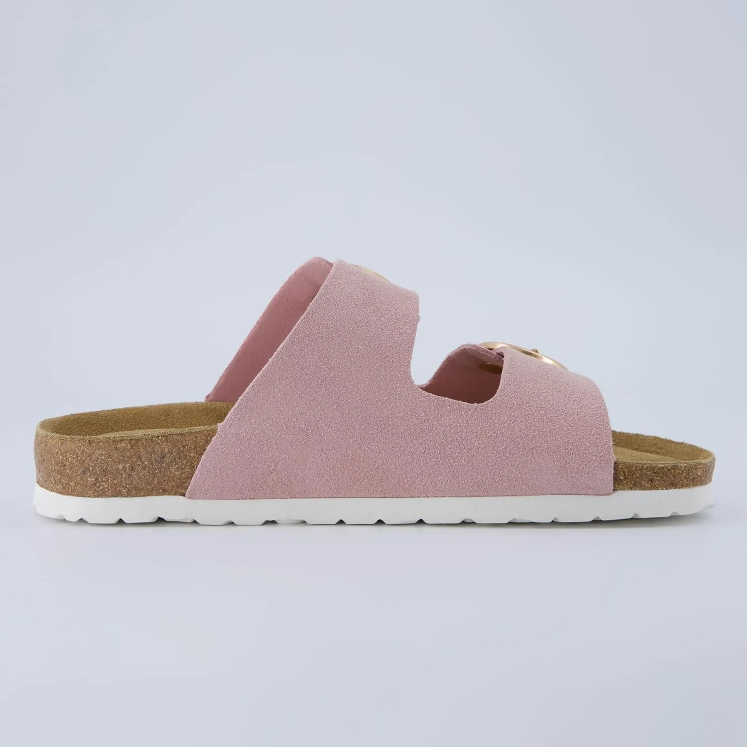 CUSHIONAIRE Legacy Cork Footbed Sandals for Women – Leather Double Strap Slides with Adjustable Buckles   Memory Foam