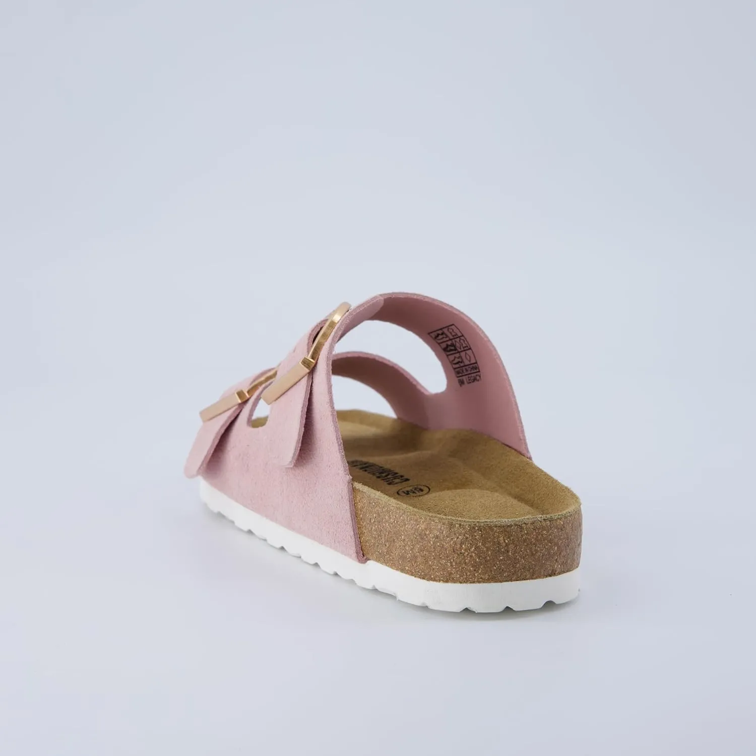 CUSHIONAIRE Legacy Cork Footbed Sandals for Women – Leather Double Strap Slides with Adjustable Buckles   Memory Foam