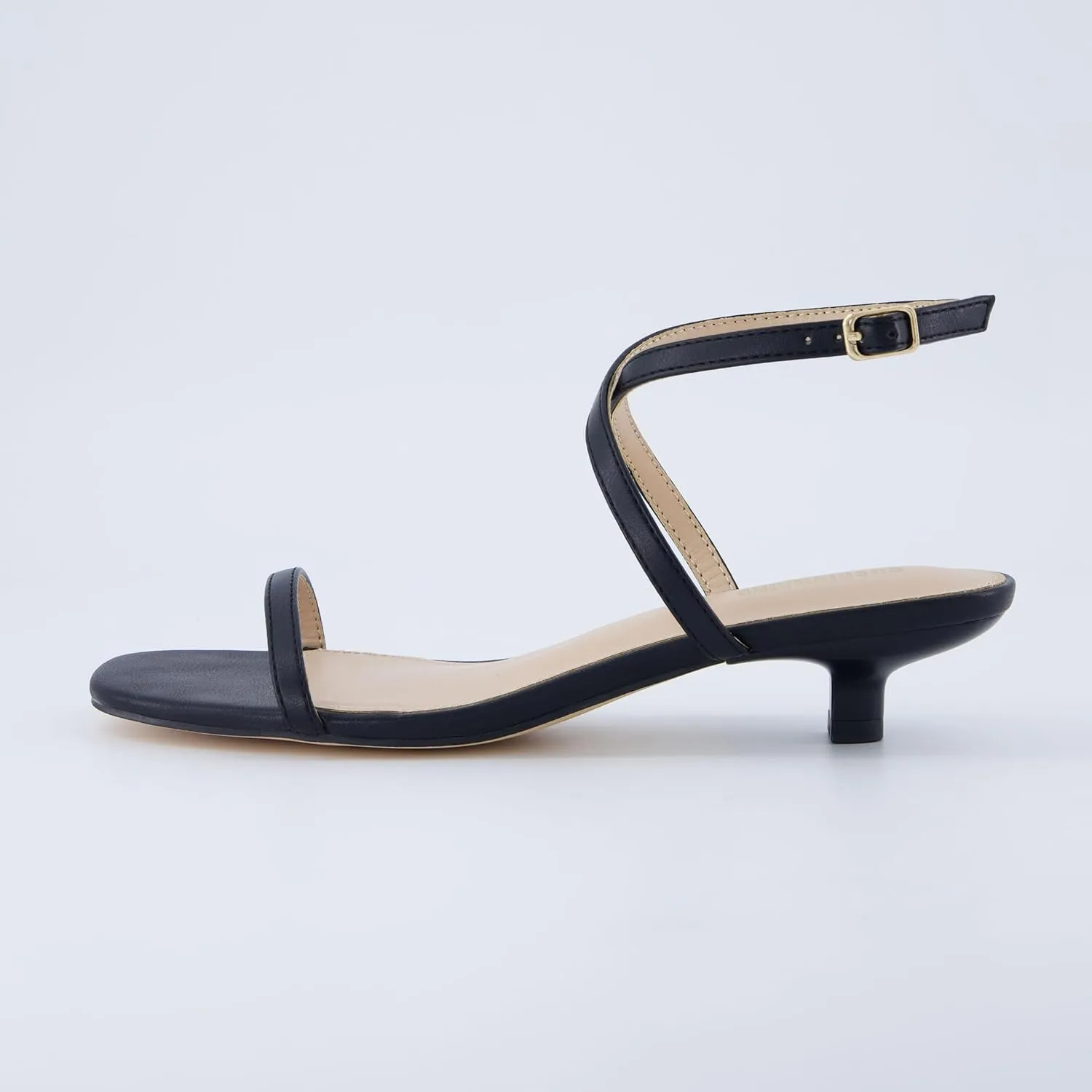 CUSHIONAIRE Sonata Women’s Ankle Wrap One Band Kitten Heel Sandal – Strappy Faux Leather Dress Shoe with Adjustable Buckle