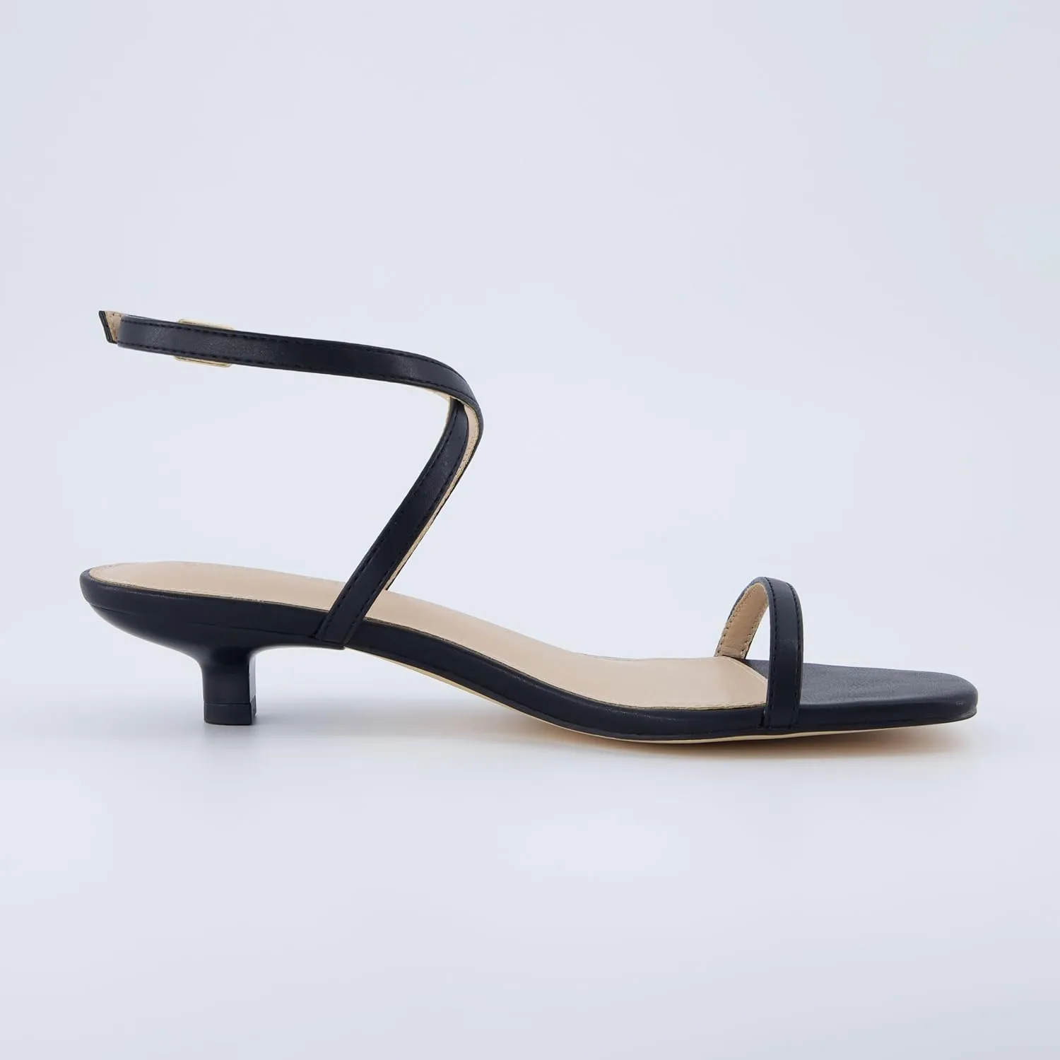 CUSHIONAIRE Sonata Women’s Ankle Wrap One Band Kitten Heel Sandal – Strappy Faux Leather Dress Shoe with Adjustable Buckle