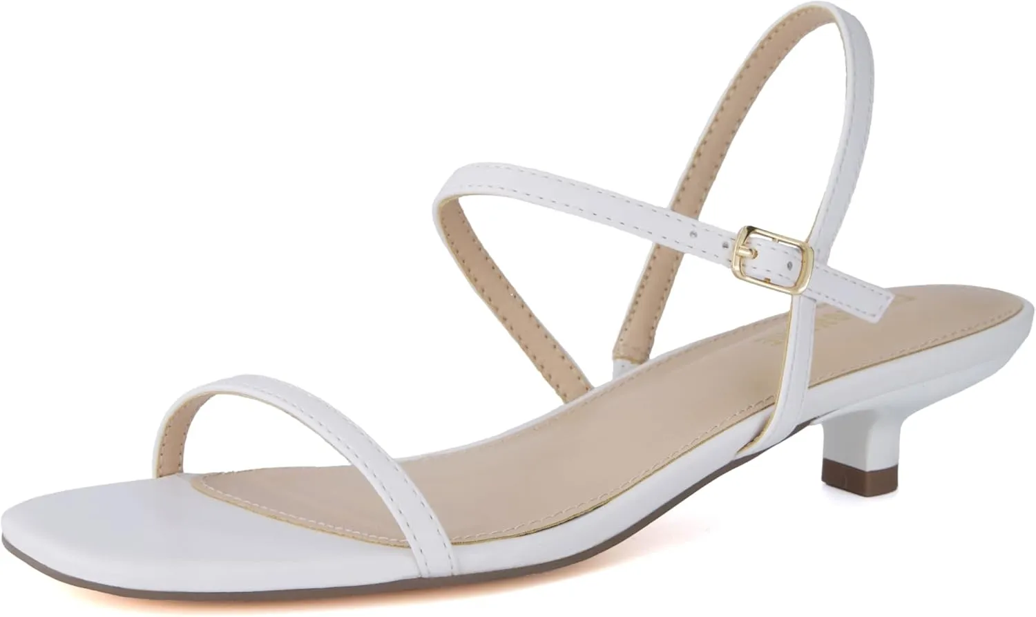 CUSHIONAIRE Soprano Women’s One Band Kitten Heel with Ankle Strap – Minimalist Dress Sandal with Memory Foam & Strappy Silhouette
