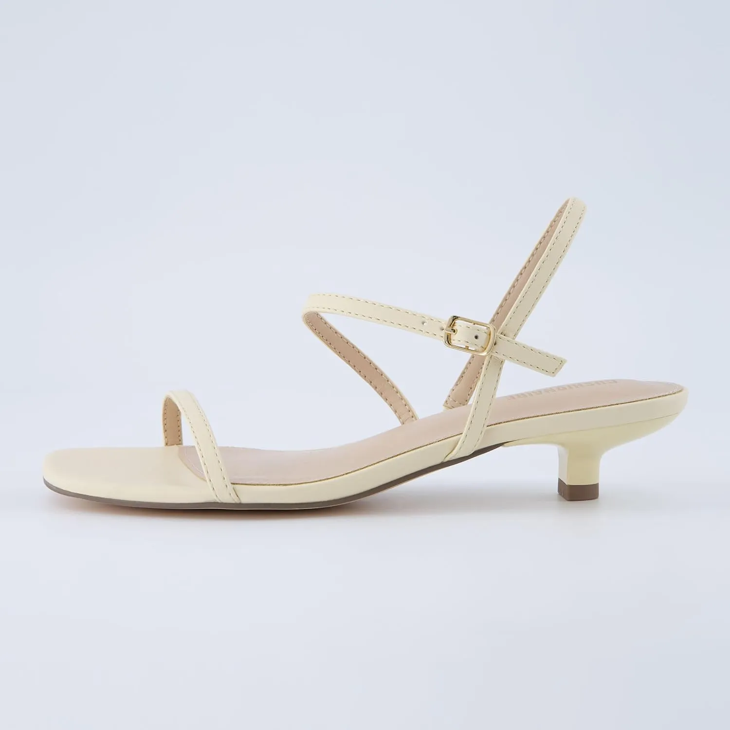 CUSHIONAIRE Soprano Women’s One Band Kitten Heel with Ankle Strap – Minimalist Dress Sandal with Memory Foam & Strappy Silhouette