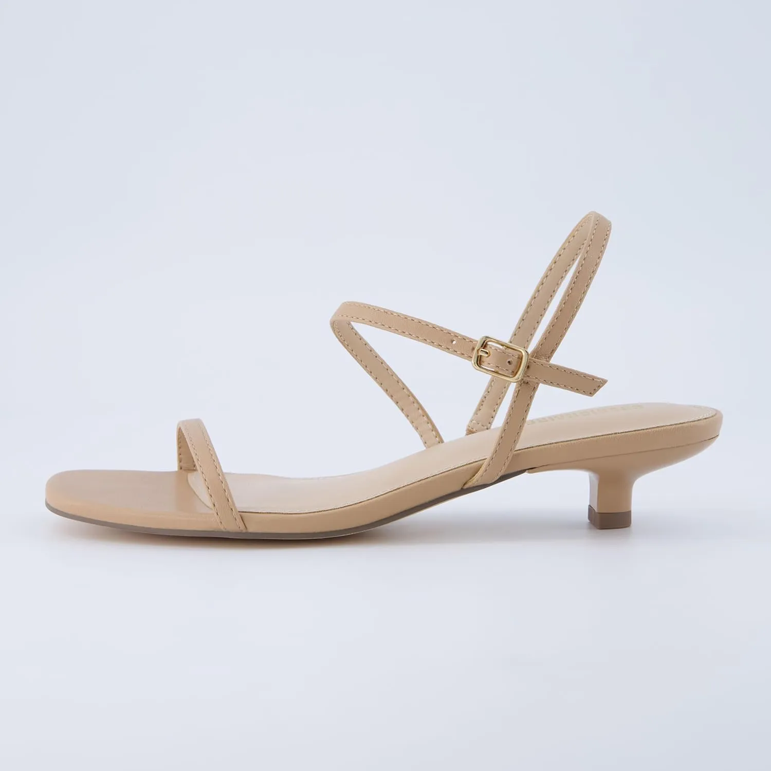 CUSHIONAIRE Soprano Women’s One Band Kitten Heel with Ankle Strap – Minimalist Dress Sandal with Memory Foam & Strappy Silhouette