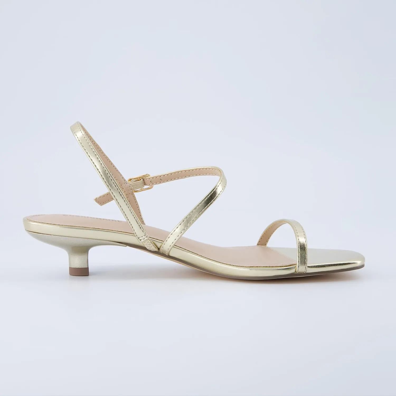 CUSHIONAIRE Soprano Women’s One Band Kitten Heel with Ankle Strap – Minimalist Dress Sandal with Memory Foam & Strappy Silhouette