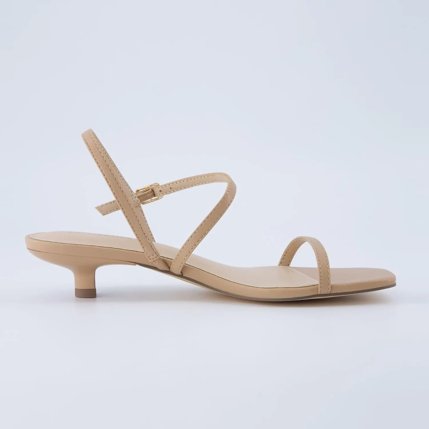 CUSHIONAIRE Soprano Women’s One Band Kitten Heel with Ankle Strap – Minimalist Dress Sandal with Memory Foam & Strappy Silhouette