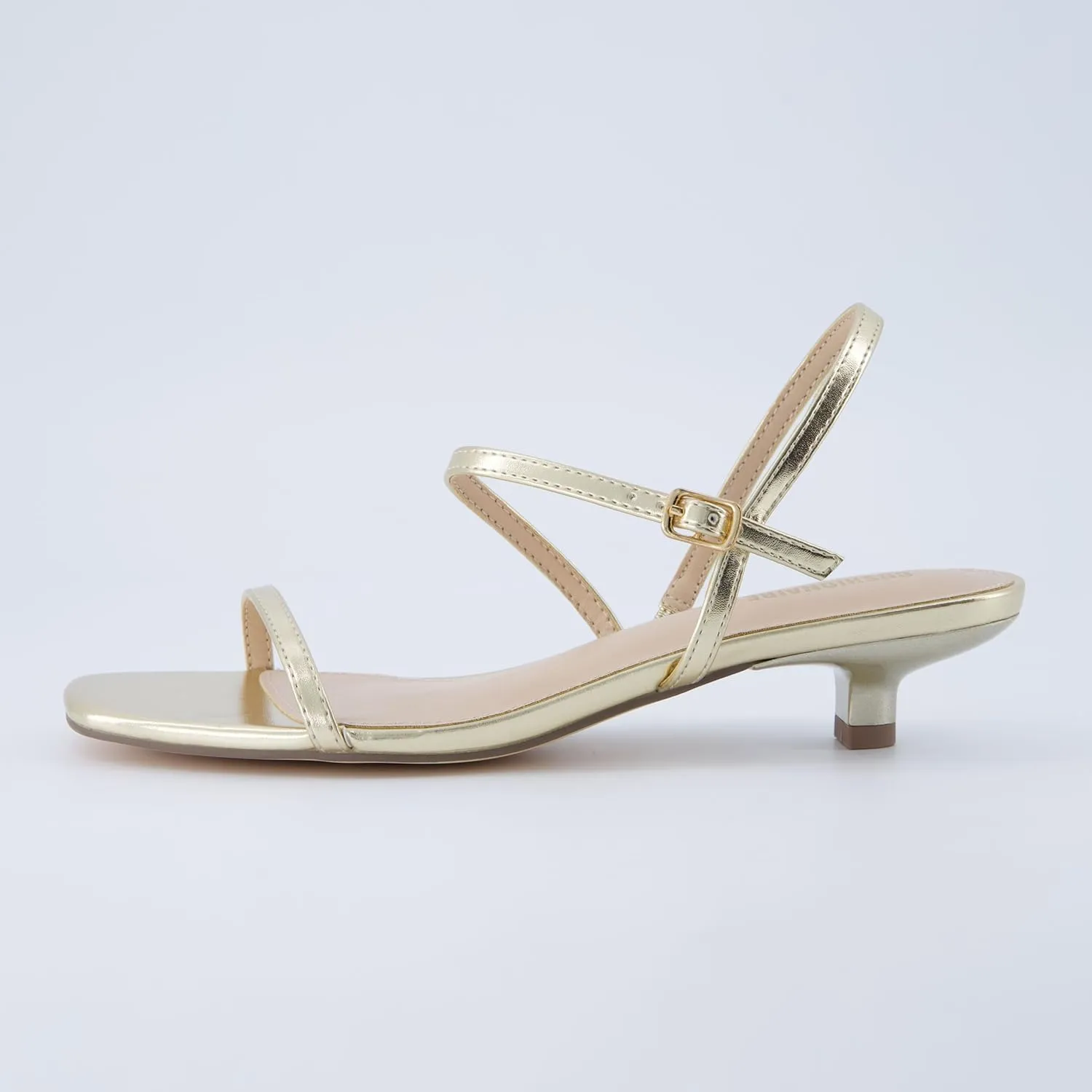 CUSHIONAIRE Soprano Women’s One Band Kitten Heel with Ankle Strap – Minimalist Dress Sandal with Memory Foam & Strappy Silhouette