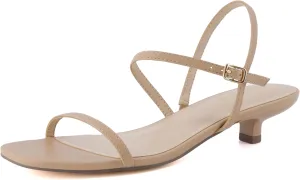 CUSHIONAIRE Soprano Women’s One Band Kitten Heel with Ankle Strap – Minimalist Dress Sandal with Memory Foam & Strappy Silhouette