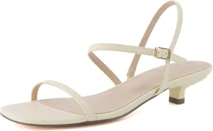 CUSHIONAIRE Soprano Women’s One Band Kitten Heel with Ankle Strap – Minimalist Dress Sandal with Memory Foam & Strappy Silhouette