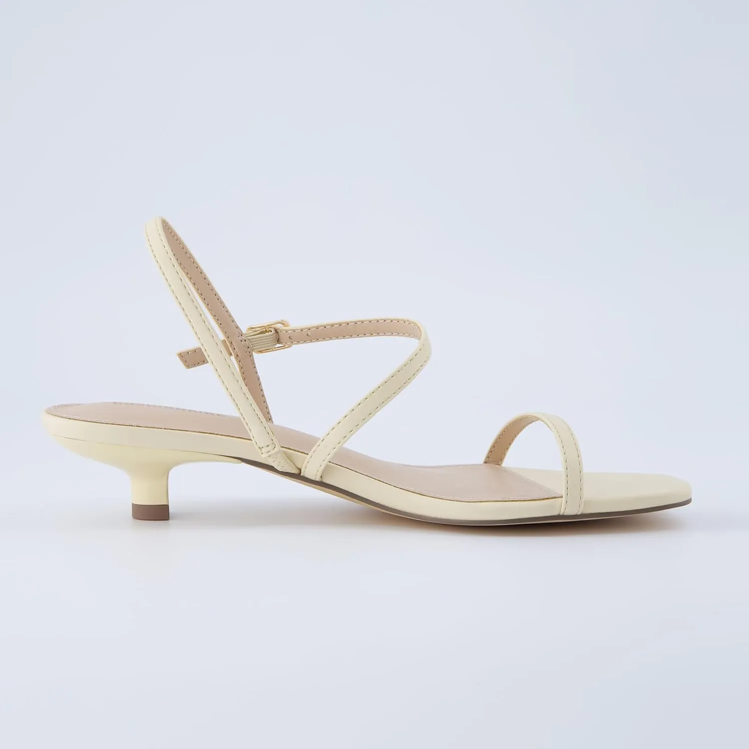 CUSHIONAIRE Soprano Women’s One Band Kitten Heel with Ankle Strap – Minimalist Dress Sandal with Memory Foam & Strappy Silhouette
