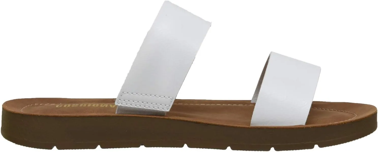 CUSHIONAIRE Women's Imelda 2 band slide sandal  Memory Foam