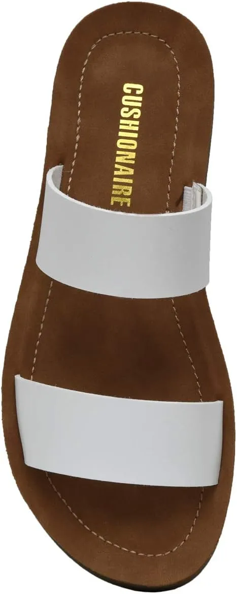 CUSHIONAIRE Women's Imelda 2 band slide sandal  Memory Foam
