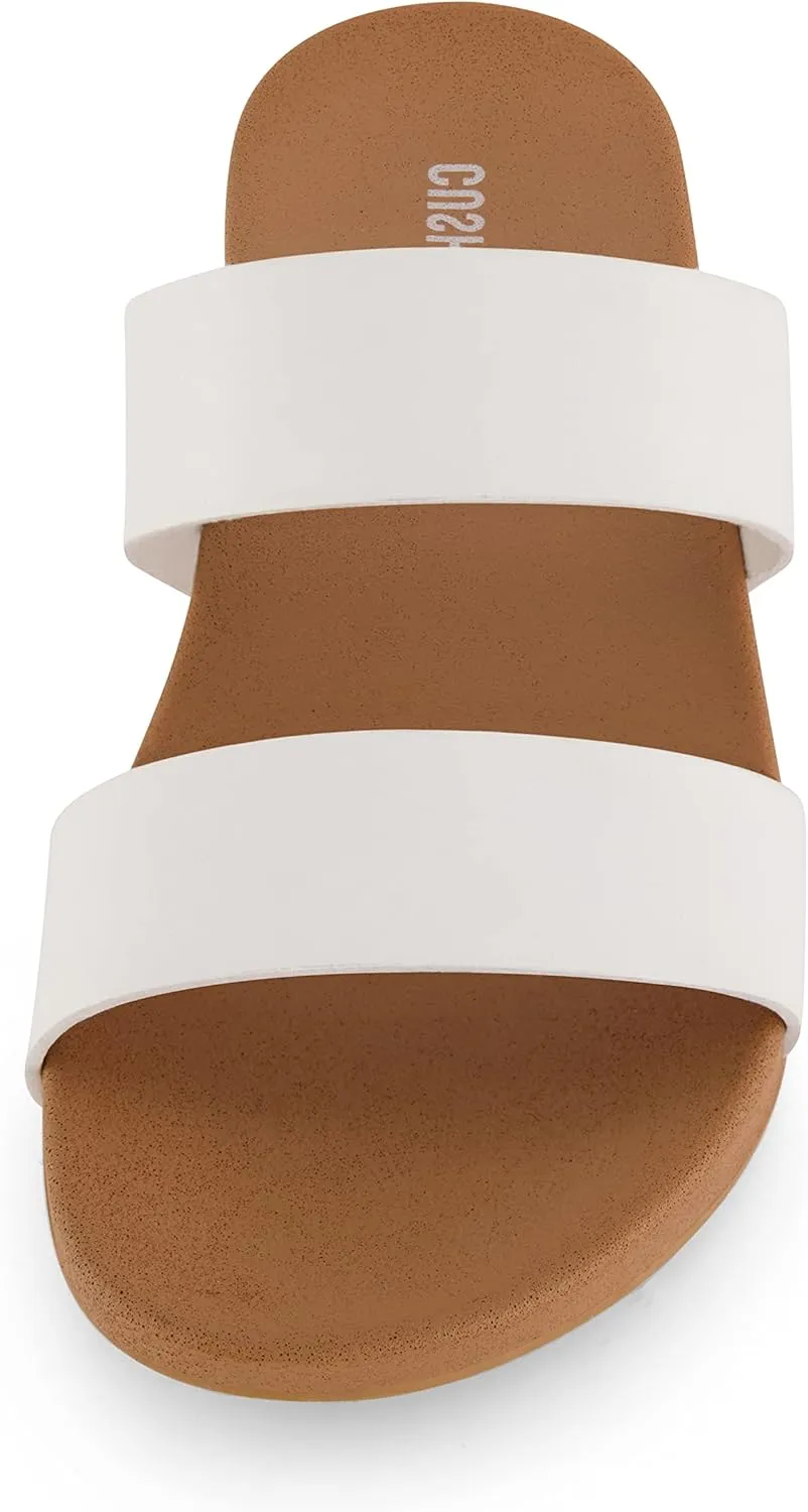 CUSHIONAIRE Women's Josie 2 band slide footbed sandal  Comfort Foam