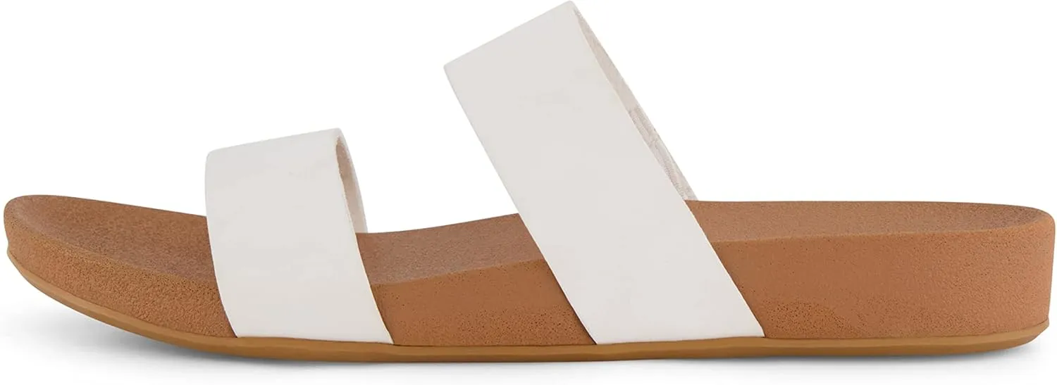 CUSHIONAIRE Women's Josie 2 band slide footbed sandal  Comfort Foam