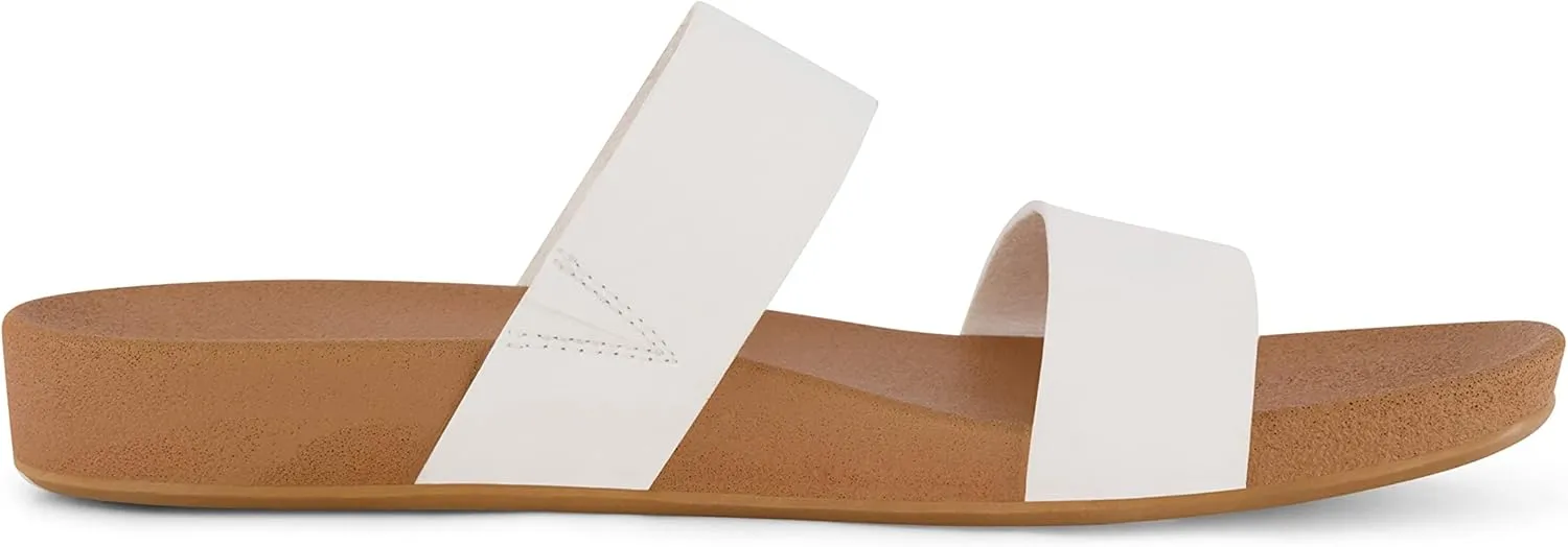 CUSHIONAIRE Women's Josie 2 band slide footbed sandal  Comfort Foam