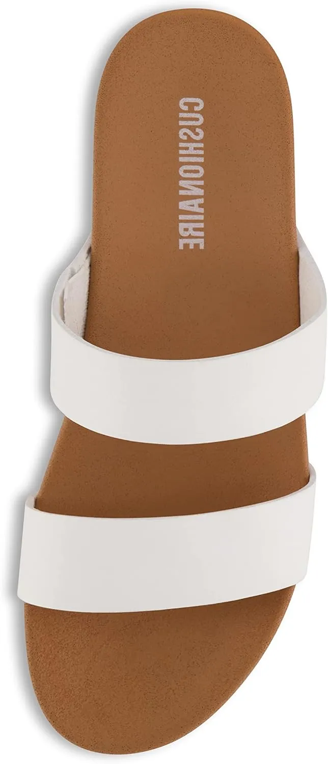 CUSHIONAIRE Women's Josie 2 band slide footbed sandal  Comfort Foam