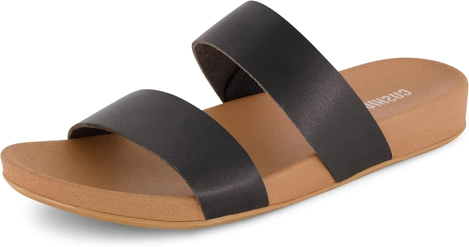 CUSHIONAIRE Women's Josie 2 band slide footbed sandal  Comfort Foam