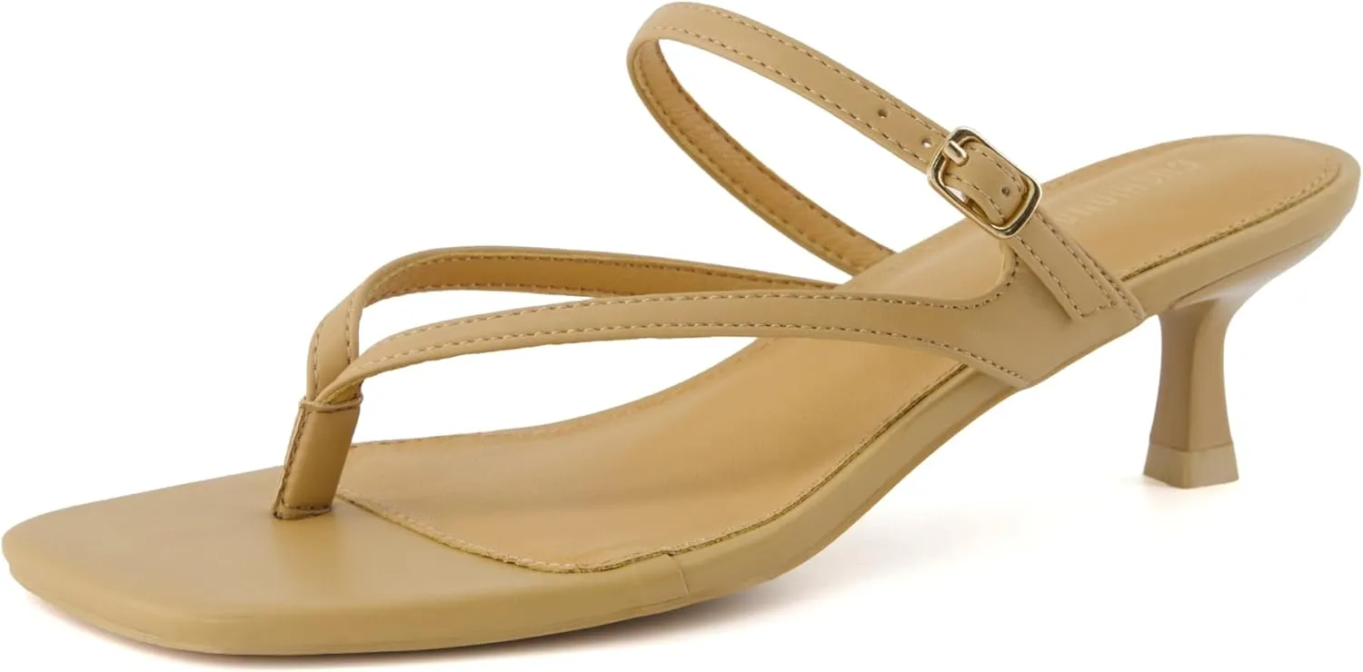 CUSHIONAIRE Women's Madrid Strappy Kitten Heel Sandals  Memory Foam, Wide Widths Available