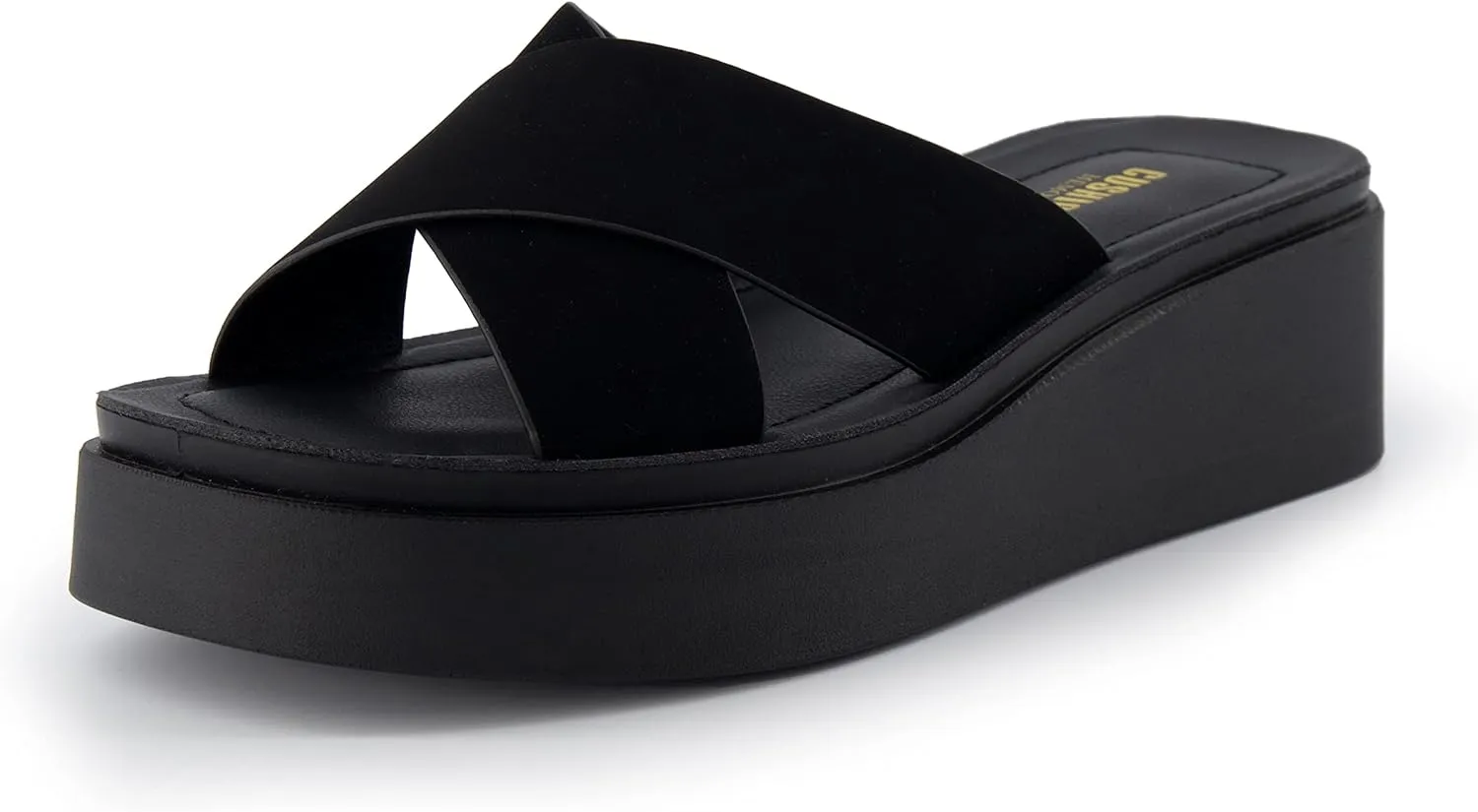 CUSHIONAIRE Women's Pepe crossband platform sandal with  Memory Foam