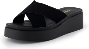 CUSHIONAIRE Women's Pepe crossband platform sandal with  Memory Foam