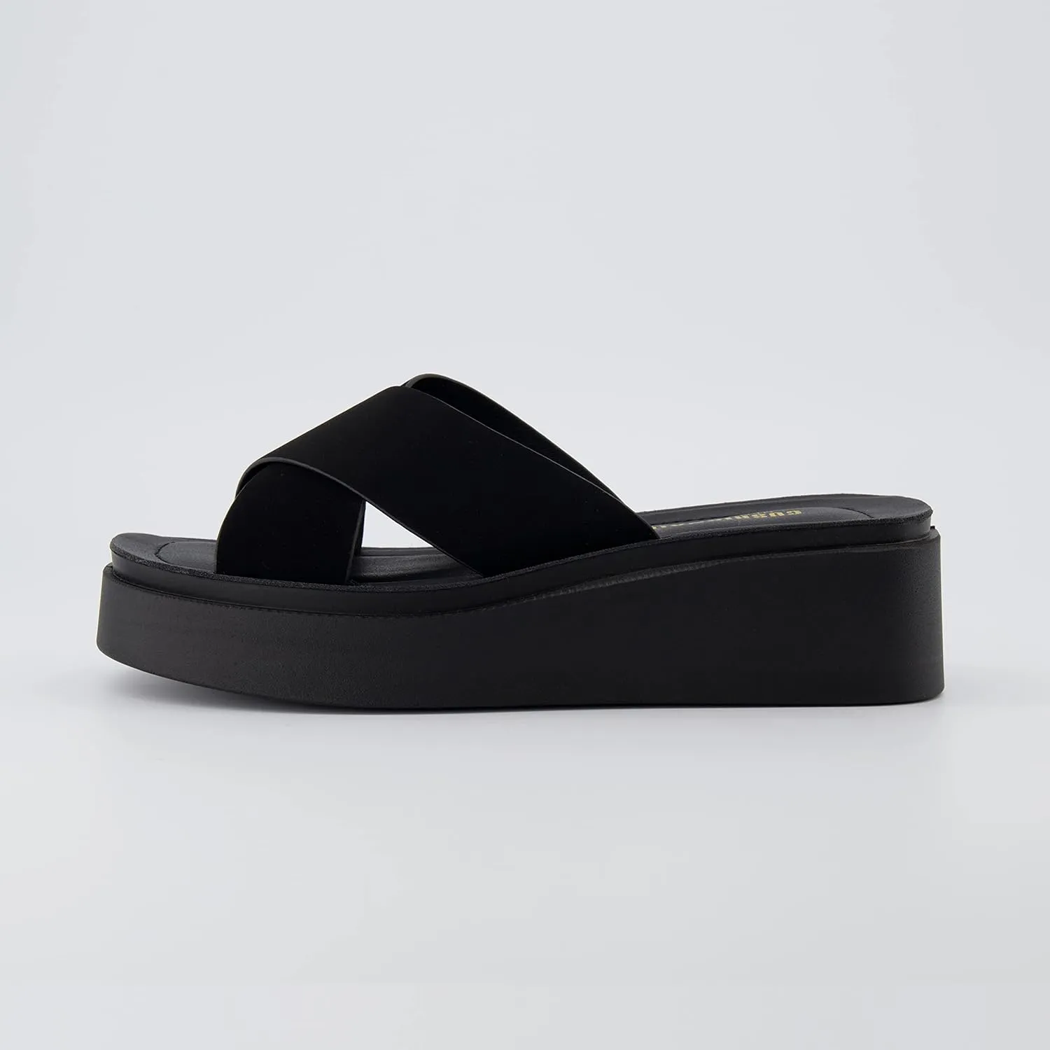 CUSHIONAIRE Women's Pepe crossband platform sandal with  Memory Foam