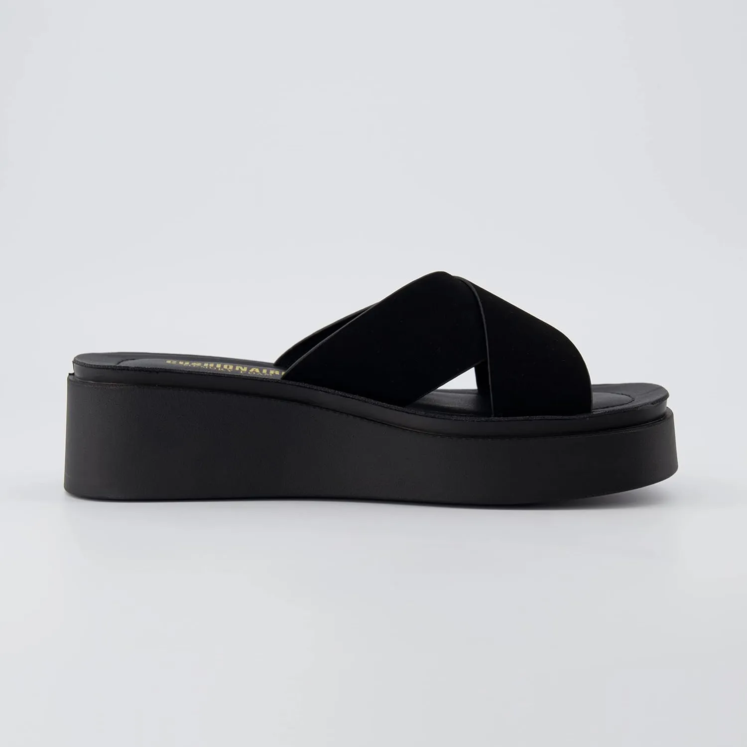 CUSHIONAIRE Women's Pepe crossband platform sandal with  Memory Foam