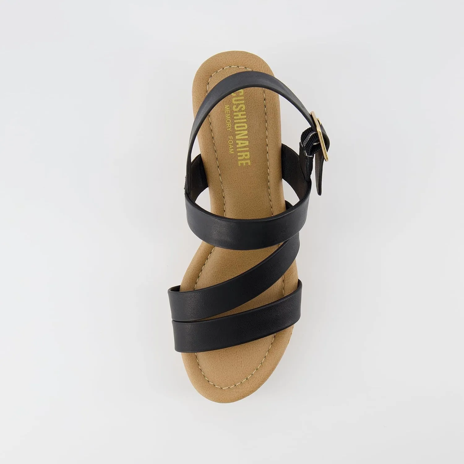 CUSHIONAIRE Women's Russ cork wedge sandal  Memory Foam, Wide Widths Available