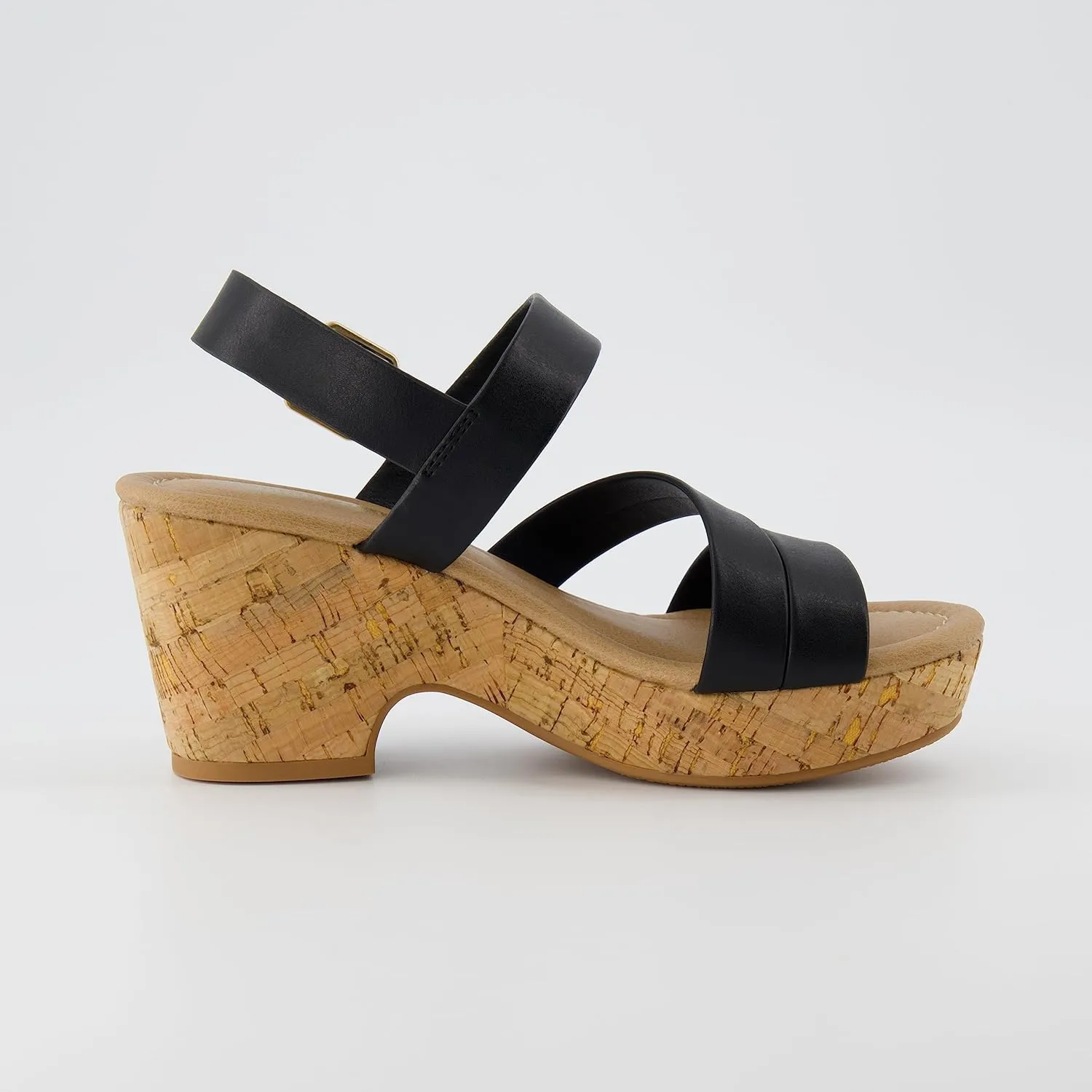 CUSHIONAIRE Women's Russ cork wedge sandal  Memory Foam, Wide Widths Available