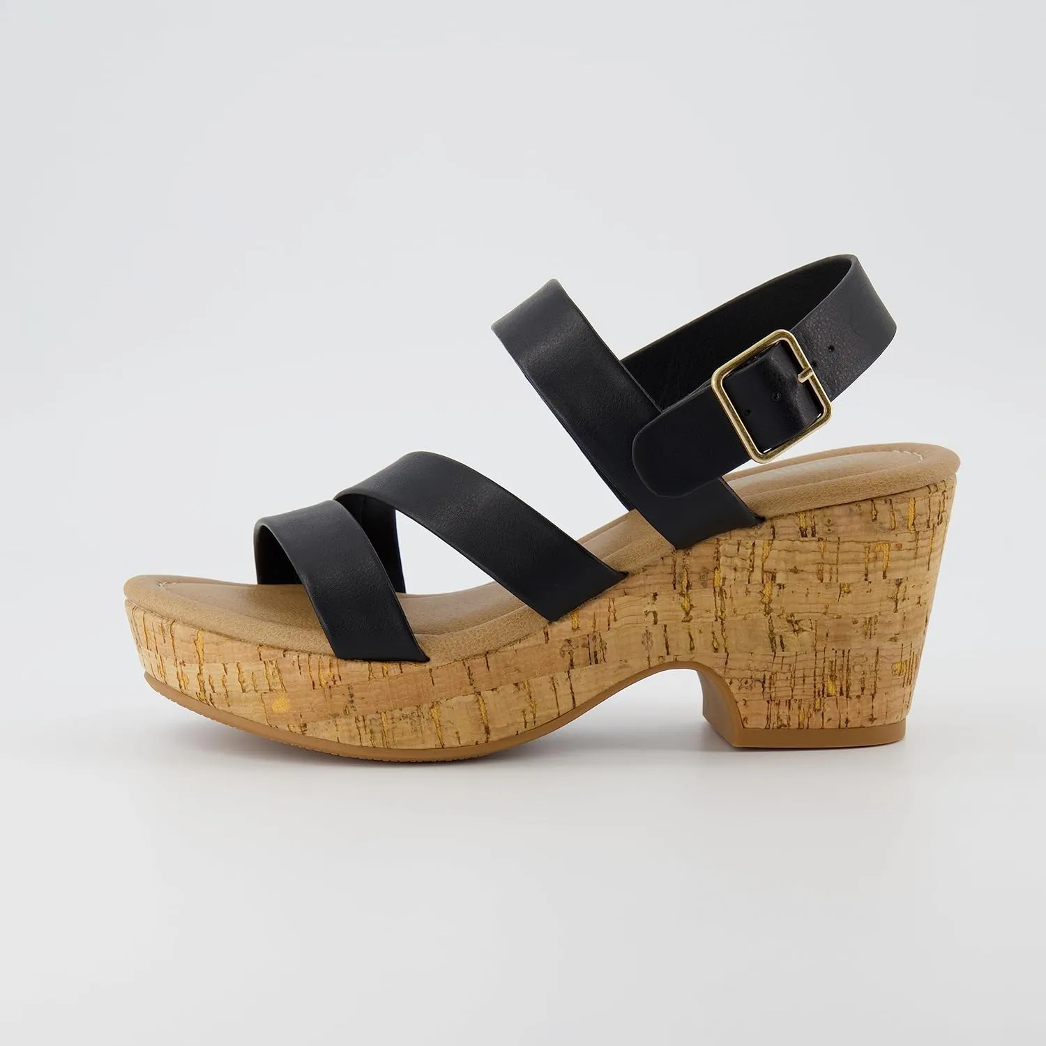 CUSHIONAIRE Women's Russ cork wedge sandal  Memory Foam, Wide Widths Available