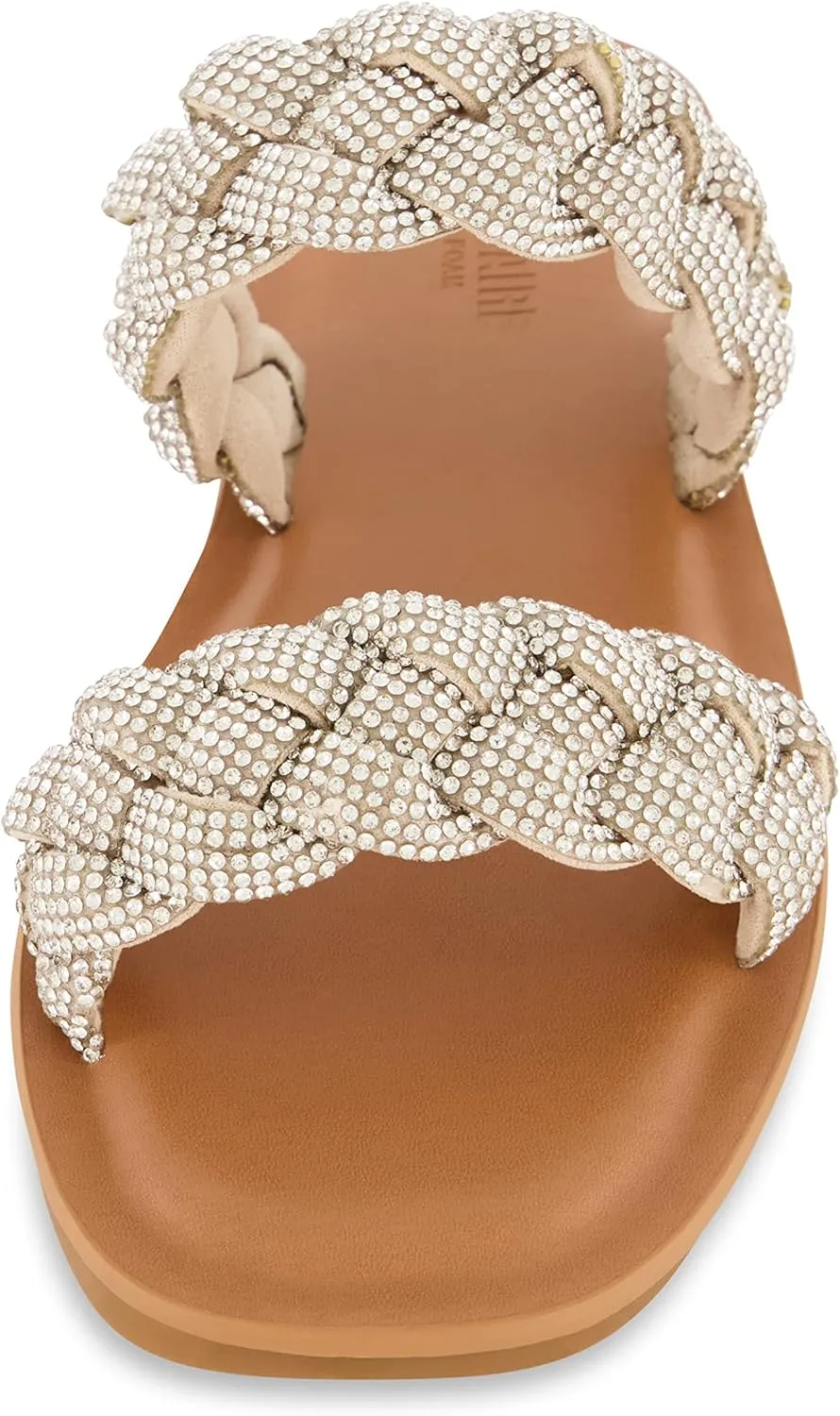 CUSHIONAIRE Women's Shine rhinestone braided slide sandal  Memory Foam, Wide Widths Available