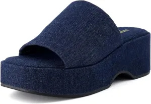 CUSHIONAIRE Women's Spin one band platform sandal with  Memory Foam