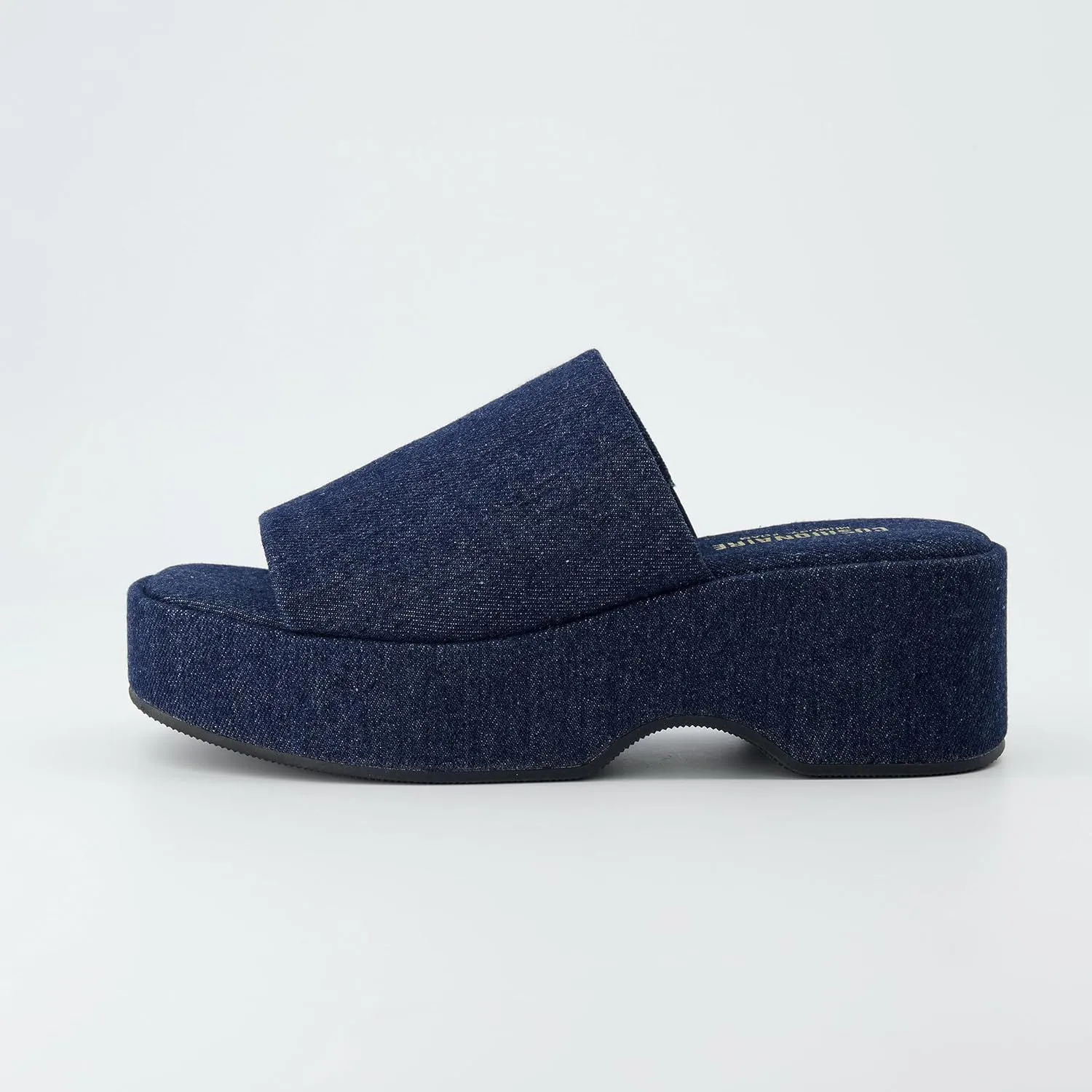 CUSHIONAIRE Women's Spin one band platform sandal with  Memory Foam