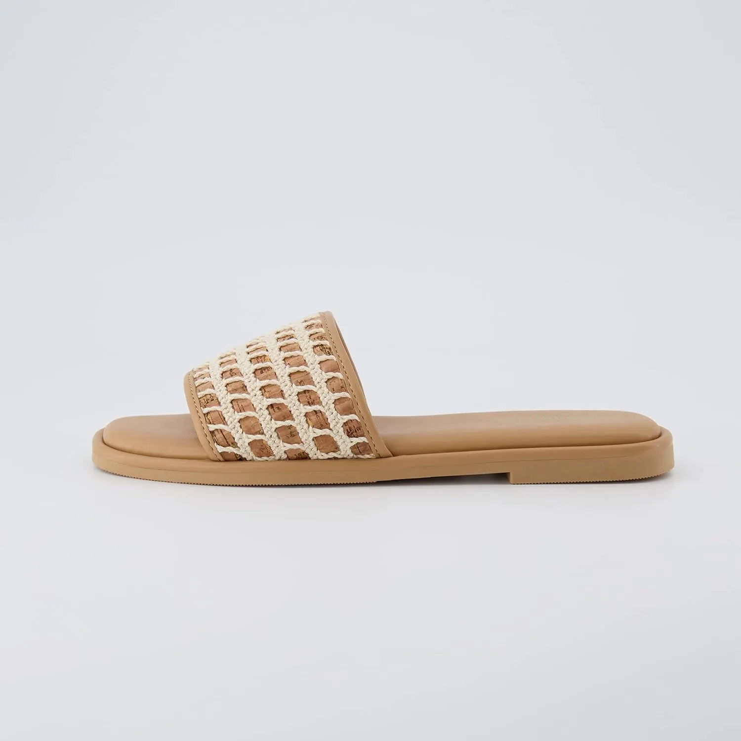 CUSHIONAIRE Women's Taffy crochet cork slide sandal  Memory Foam, Wide Widths Available