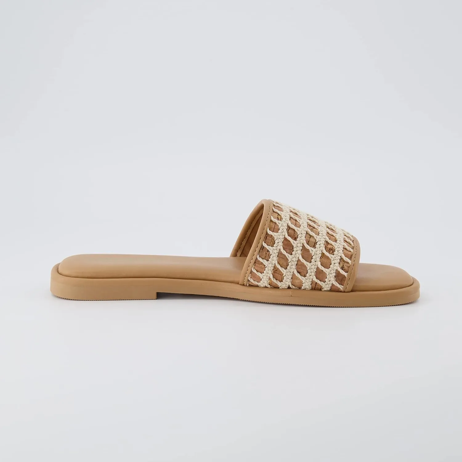 CUSHIONAIRE Women's Taffy crochet cork slide sandal  Memory Foam, Wide Widths Available