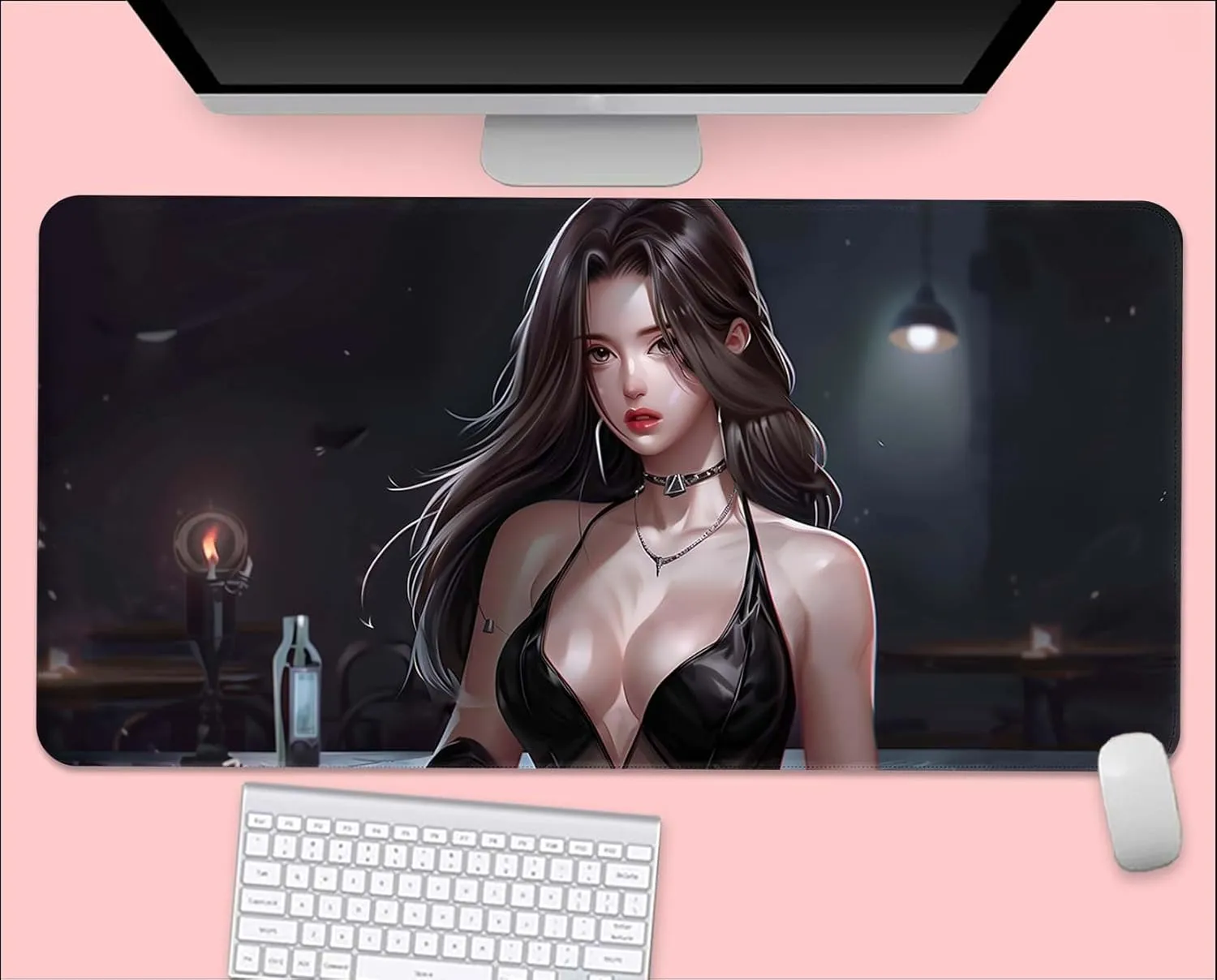 Custom Mysterious Beauty Mouse Pad - Elegance XL Large Comfortable Padding Gaming Mouse Mat | Personalized Noir XXL Office Laptop Computer Accessories (Noir Elegance, 80×40cm 31''×16'')