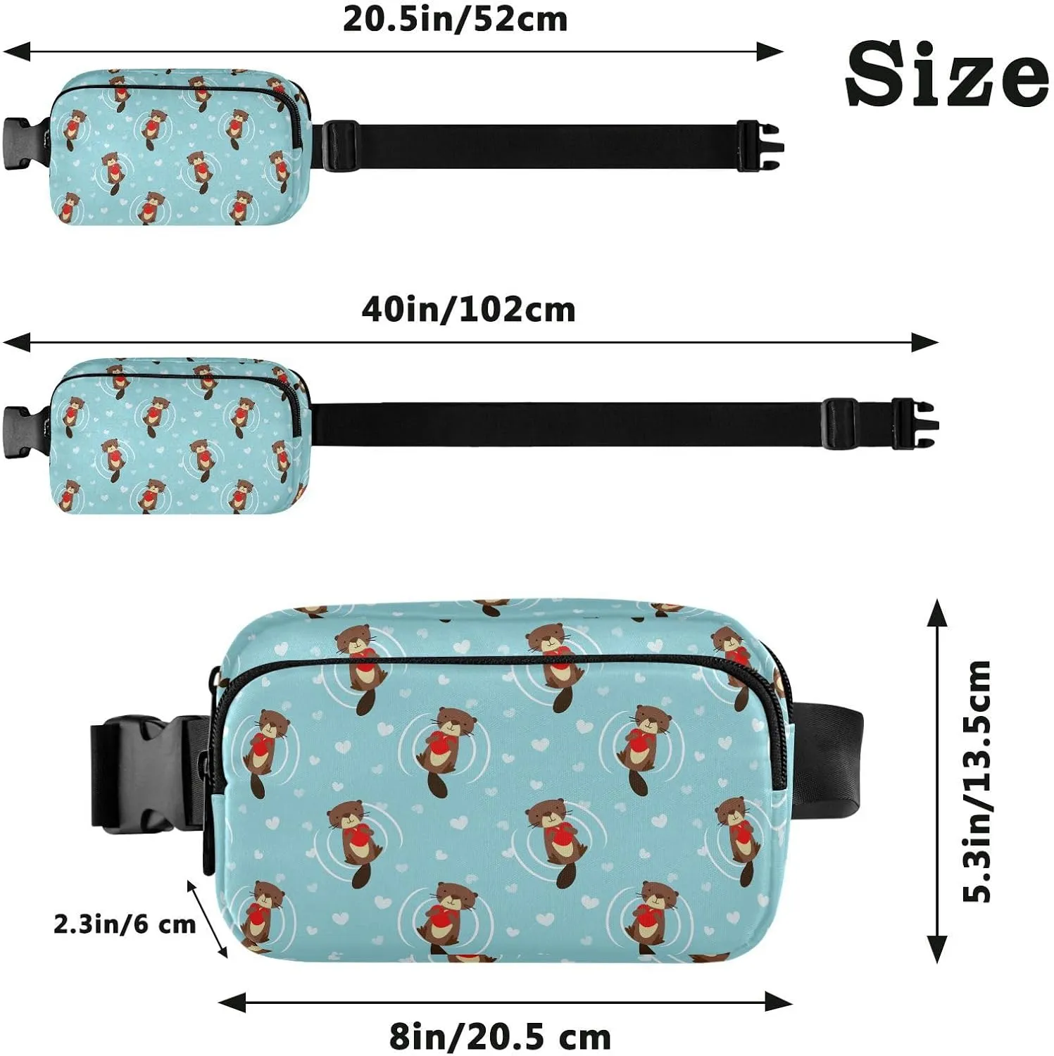 Cute Beaver Fanny Packs for Women & Men Waterproof Waist Pack Fashion Casual Crossbody Bags Hip Bum Bag with Adjustable Strap Hands Free for Outdoors, Hiking, Running, Travel