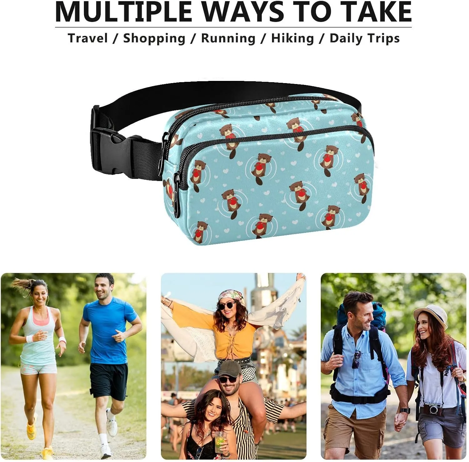 Cute Beaver Fanny Packs for Women & Men Waterproof Waist Pack Fashion Casual Crossbody Bags Hip Bum Bag with Adjustable Strap Hands Free for Outdoors, Hiking, Running, Travel