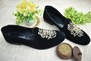 Dabka velvet loafer shoes (Black)