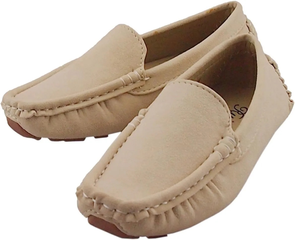 DADAWEN Toddler Little Kid Boys Girls Soft Suede Leather Slip On Penny Loafer Dress Shoes Moccasin Flat Boat Shoes Wedding Church Oxford