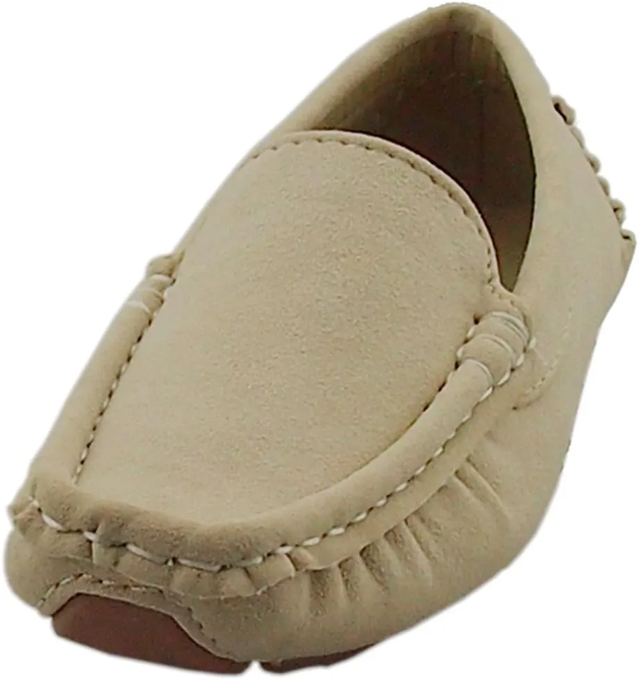 DADAWEN Toddler Little Kid Boys Girls Soft Suede Leather Slip On Penny Loafer Dress Shoes Moccasin Flat Boat Shoes Wedding Church Oxford