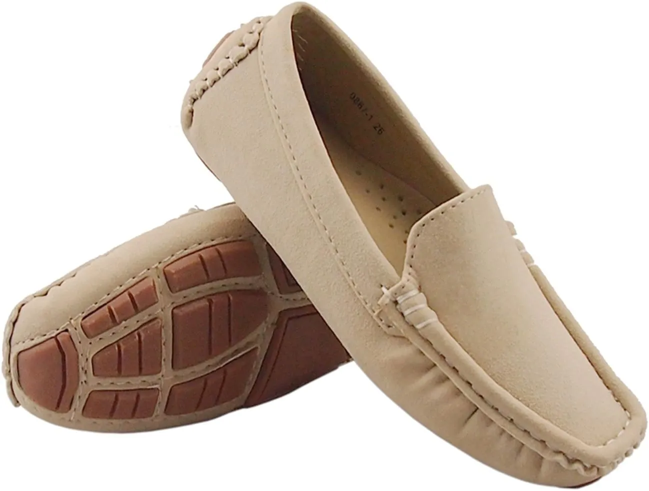 DADAWEN Toddler Little Kid Boys Girls Soft Suede Leather Slip On Penny Loafer Dress Shoes Moccasin Flat Boat Shoes Wedding Church Oxford