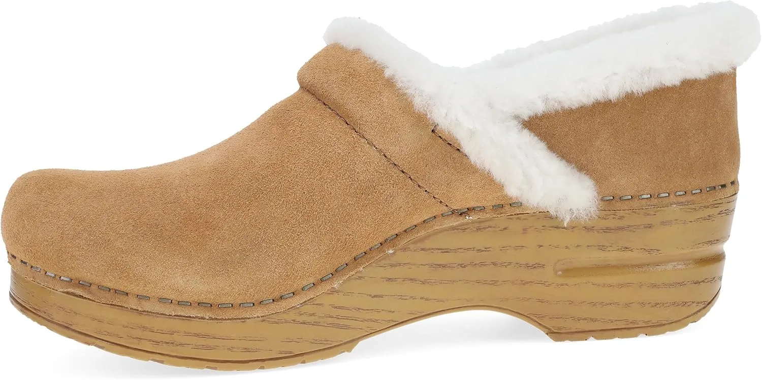 Dansko Pro Cozy Slip-On Clogs for Women - Rocker Sole and Arch Support for Comfort - Shearling Trim Details