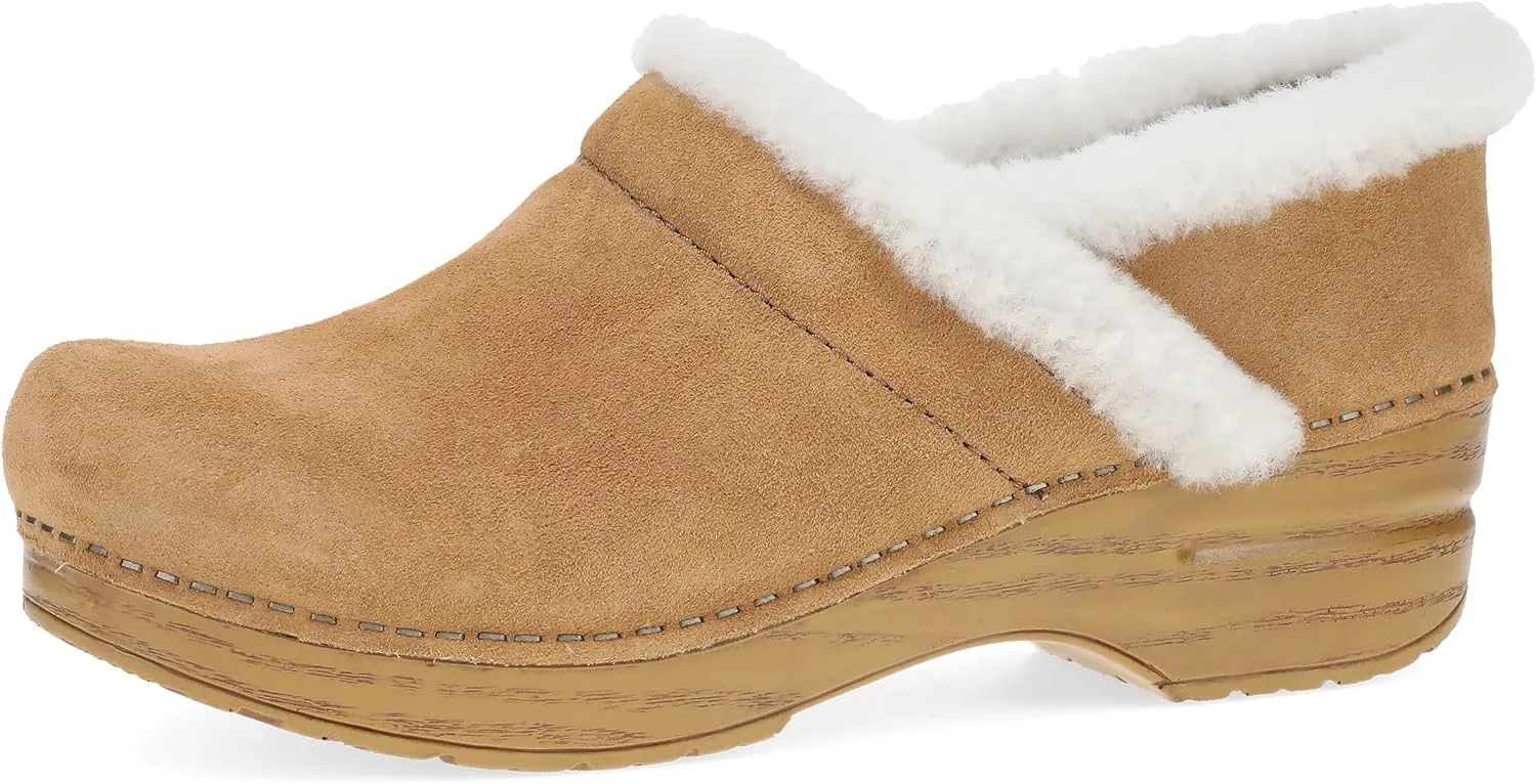 Dansko Pro Cozy Slip-On Clogs for Women - Rocker Sole and Arch Support for Comfort - Shearling Trim Details