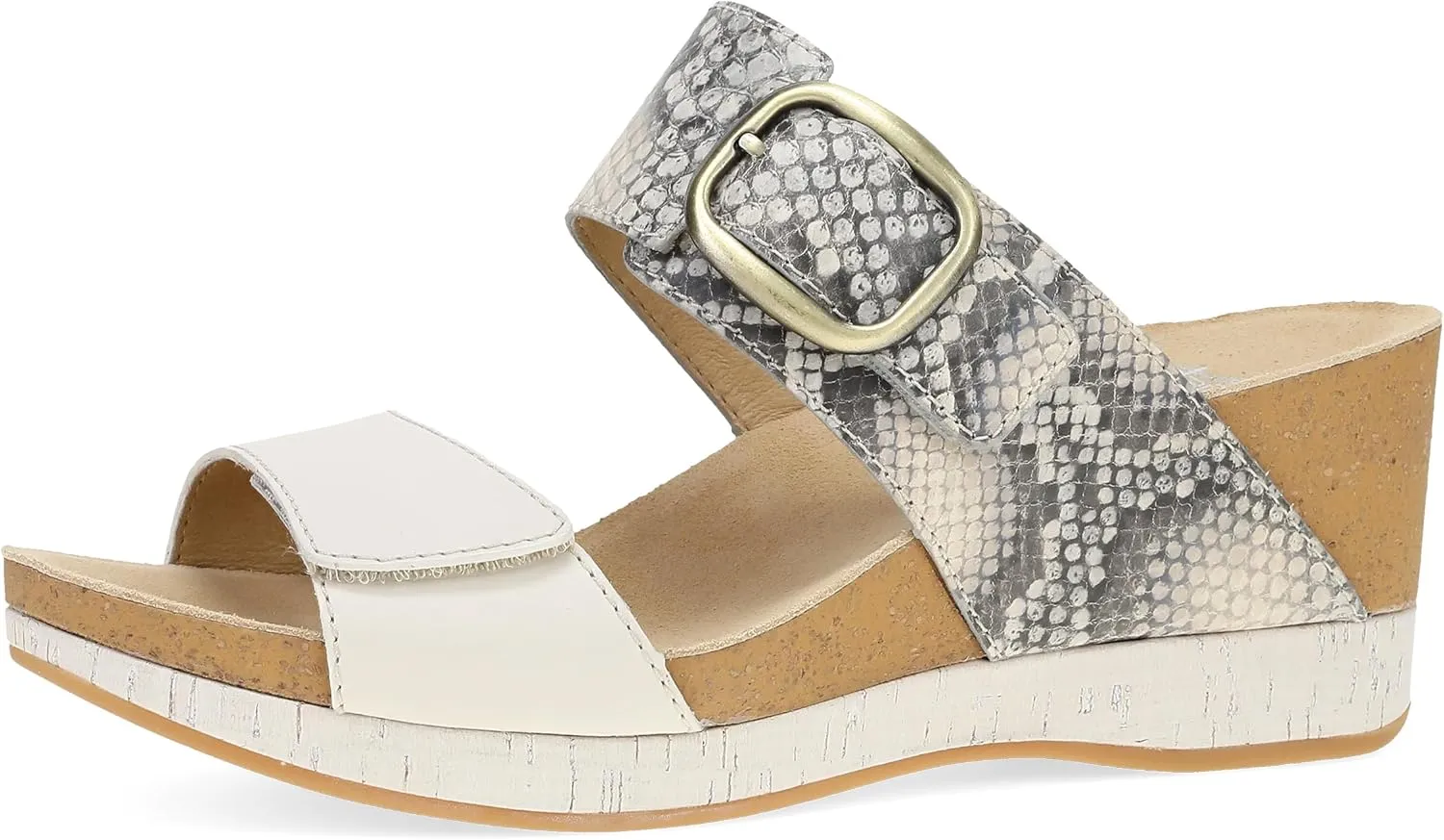 Dansko Shannon Slip-On Wedge Sandal for Women - Cork/EVA Wedge with Arch Support -Fully Adjustable Straps-Versatile Casual to Dressy Footwear