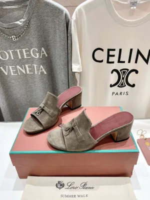 Dark Grey Heel Sandal Velvet