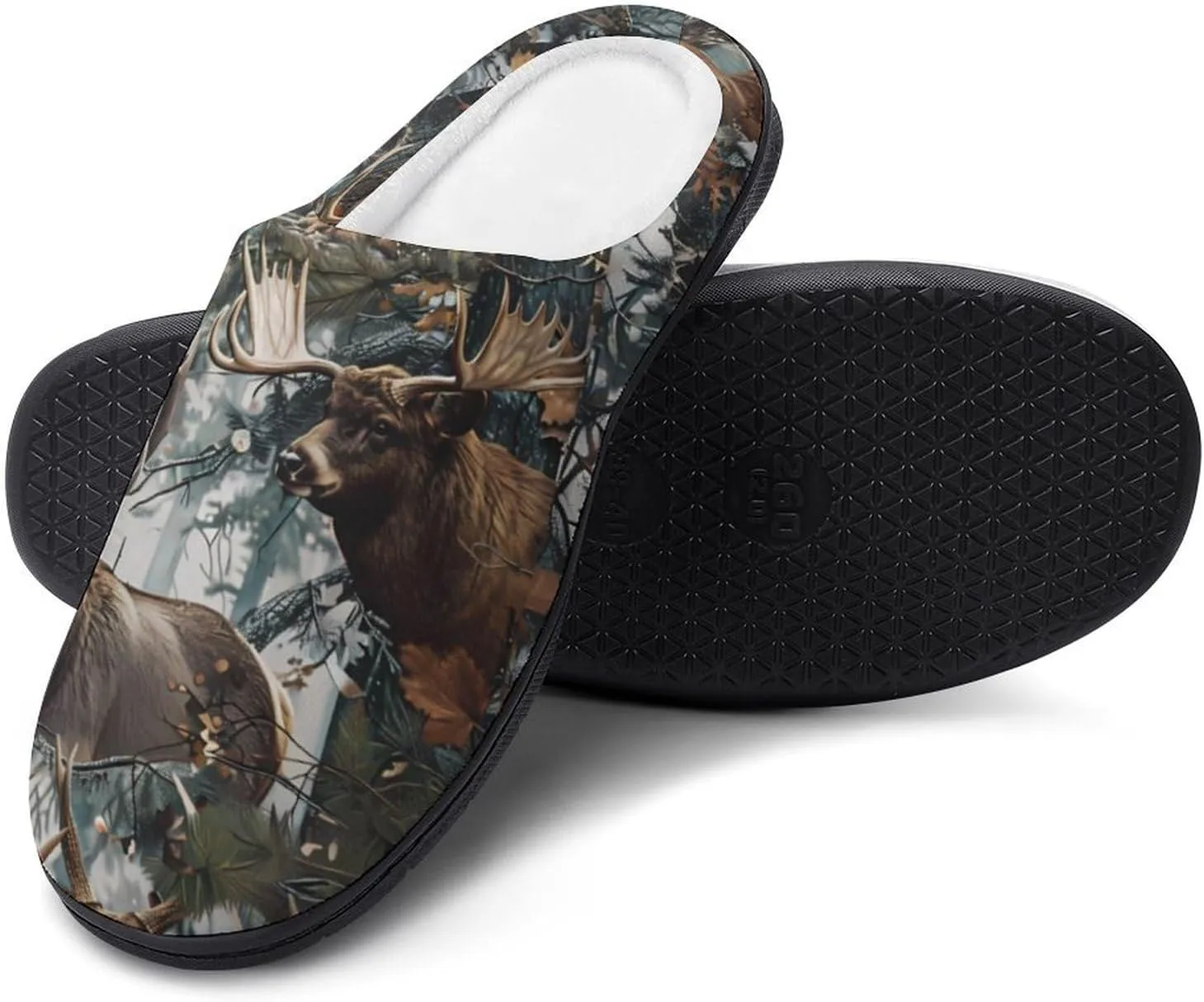 Deer Camouflage Hunting Men's Memory Foam Slippers Comfort Closed Toe Slip On House Shoes Indoor