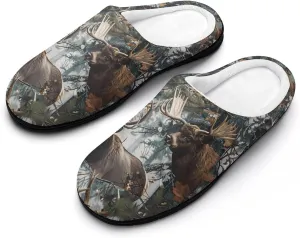 Deer Camouflage Hunting Men's Memory Foam Slippers Comfort Closed Toe Slip On House Shoes Indoor