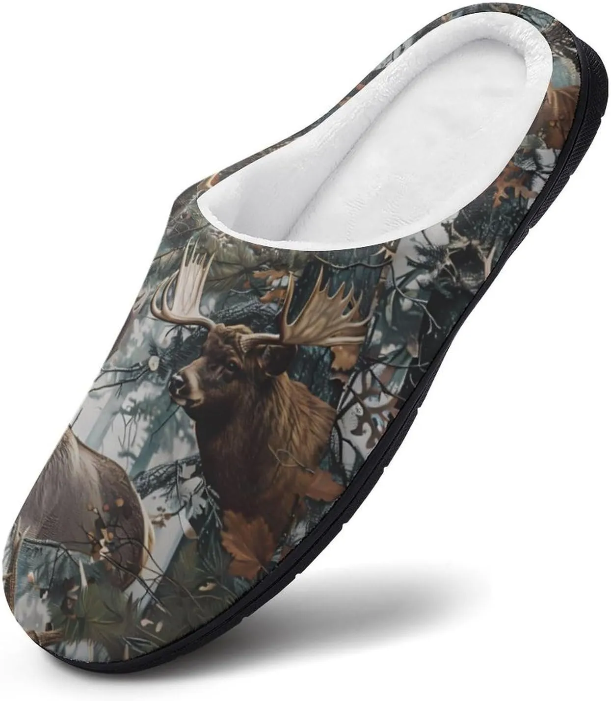 Deer Camouflage Hunting Men's Memory Foam Slippers Comfort Closed Toe Slip On House Shoes Indoor