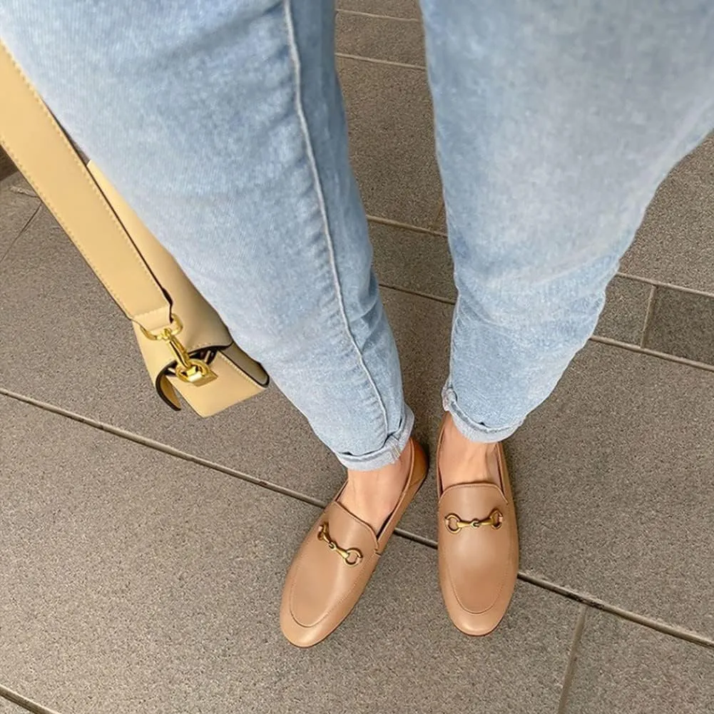 Divanne Loafers for Women, Womens Loafer Flats Gold Chain Penny Loafers Slip On Fur Loafer Mules