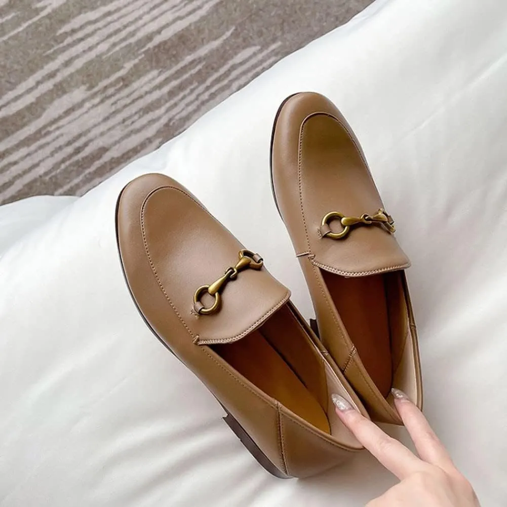 Divanne Loafers for Women, Womens Loafer Flats Gold Chain Penny Loafers Slip On Fur Loafer Mules