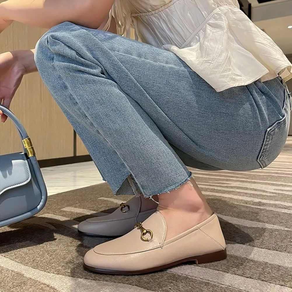 Divanne Loafers for Women, Womens Loafer Flats Gold Chain Penny Loafers Slip On Fur Loafer Mules
